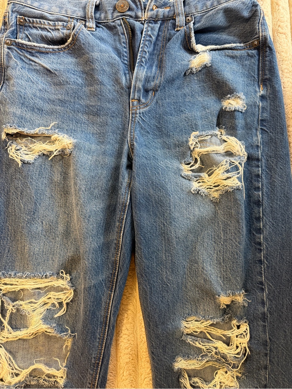 American Eagle Outfitters Distressed Blue Relaxed Jeans